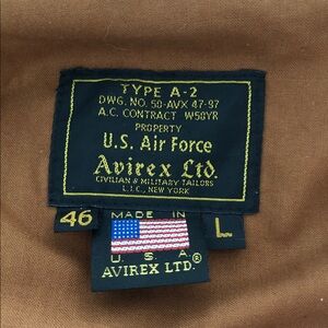 Avirex Brown A-2 Jacket with U.S. Air Force Patch